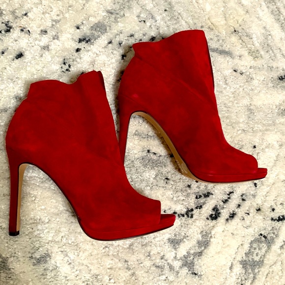 Elegant Red High Heel Ankle Boots - Picture 1 of 10